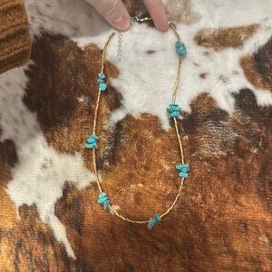 Handmade Gold and Turquoise Necklace
